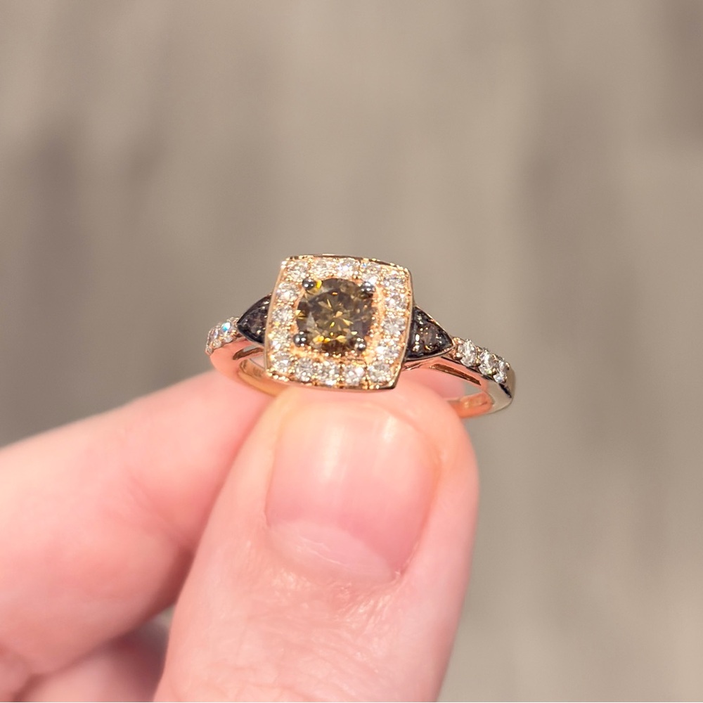 LeVian Chocolate Diamond Ring: 14K Rose Gold, SI2 Brown Diamond Solitaire - Picture 11 of 14